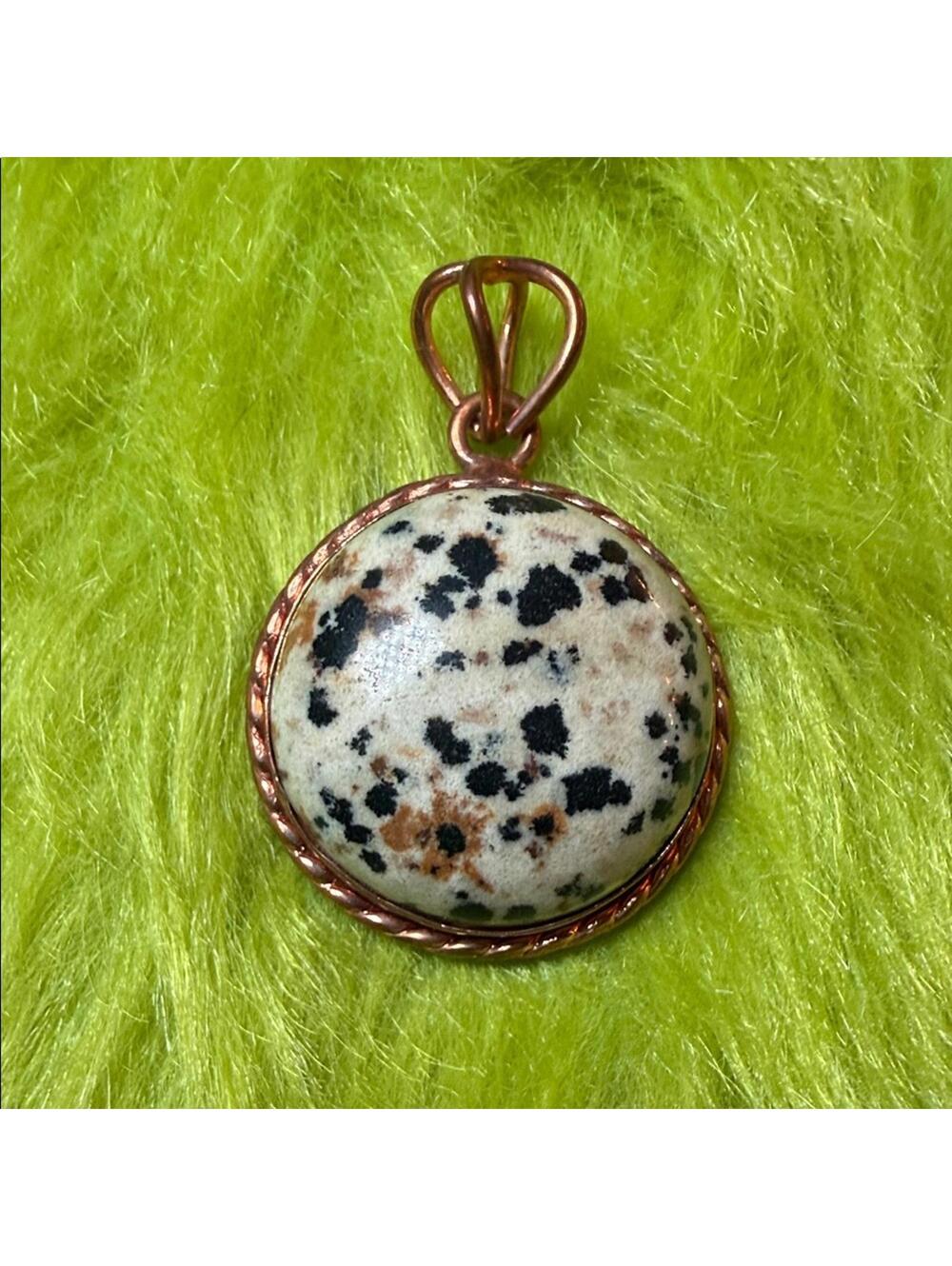 Dalmatian Stone Pendant with Copper Setting